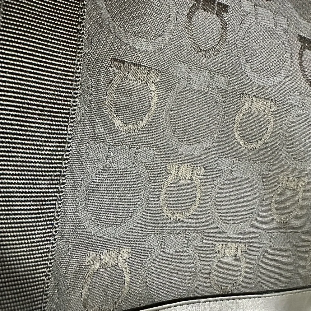 Salvatore Ferragamo Black Gancini Logo Tote Handbag
